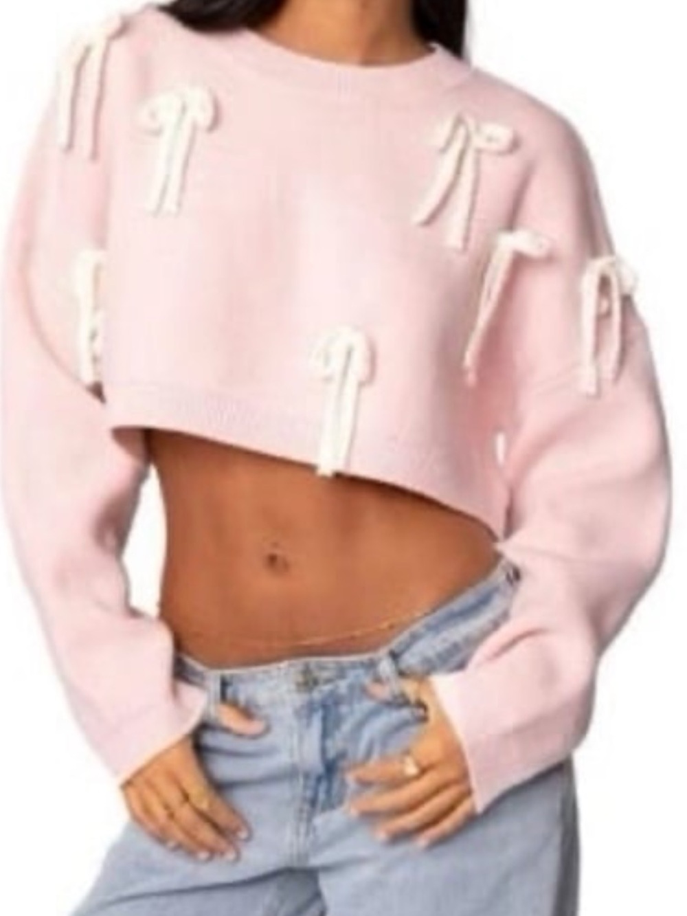 Edikted Cropped Pink Sweater